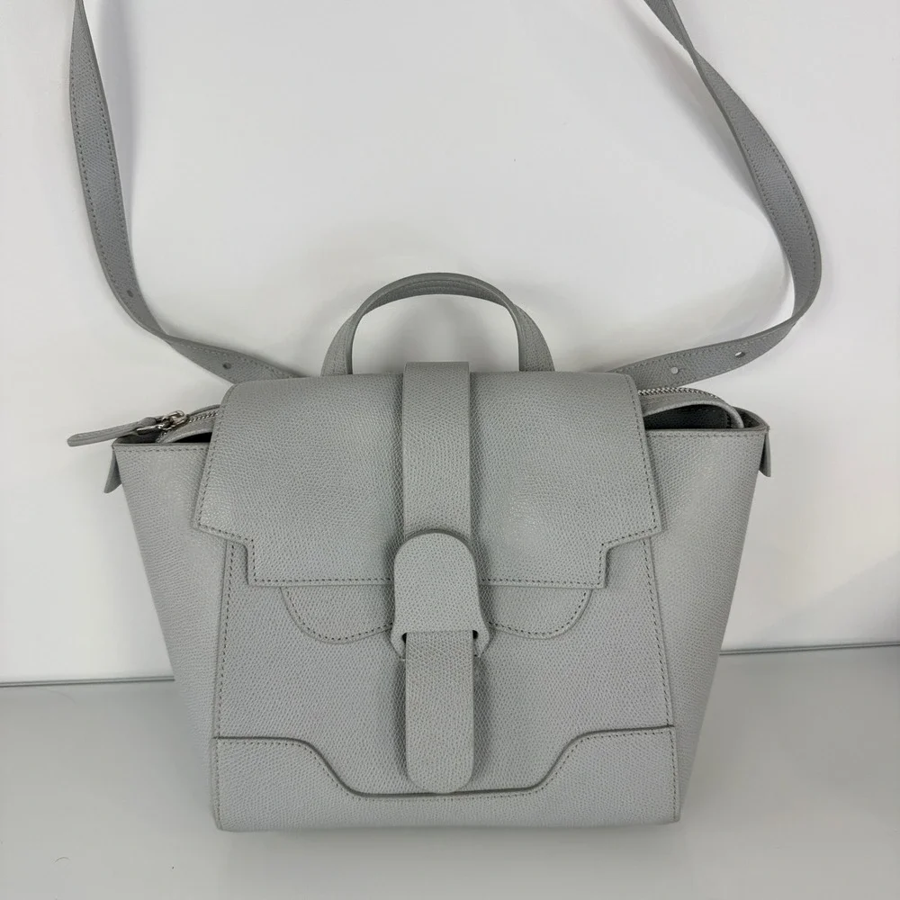 Senreve Mini Maestra Handbag Womens Light Blue Pebbled Leather Convertible Bag